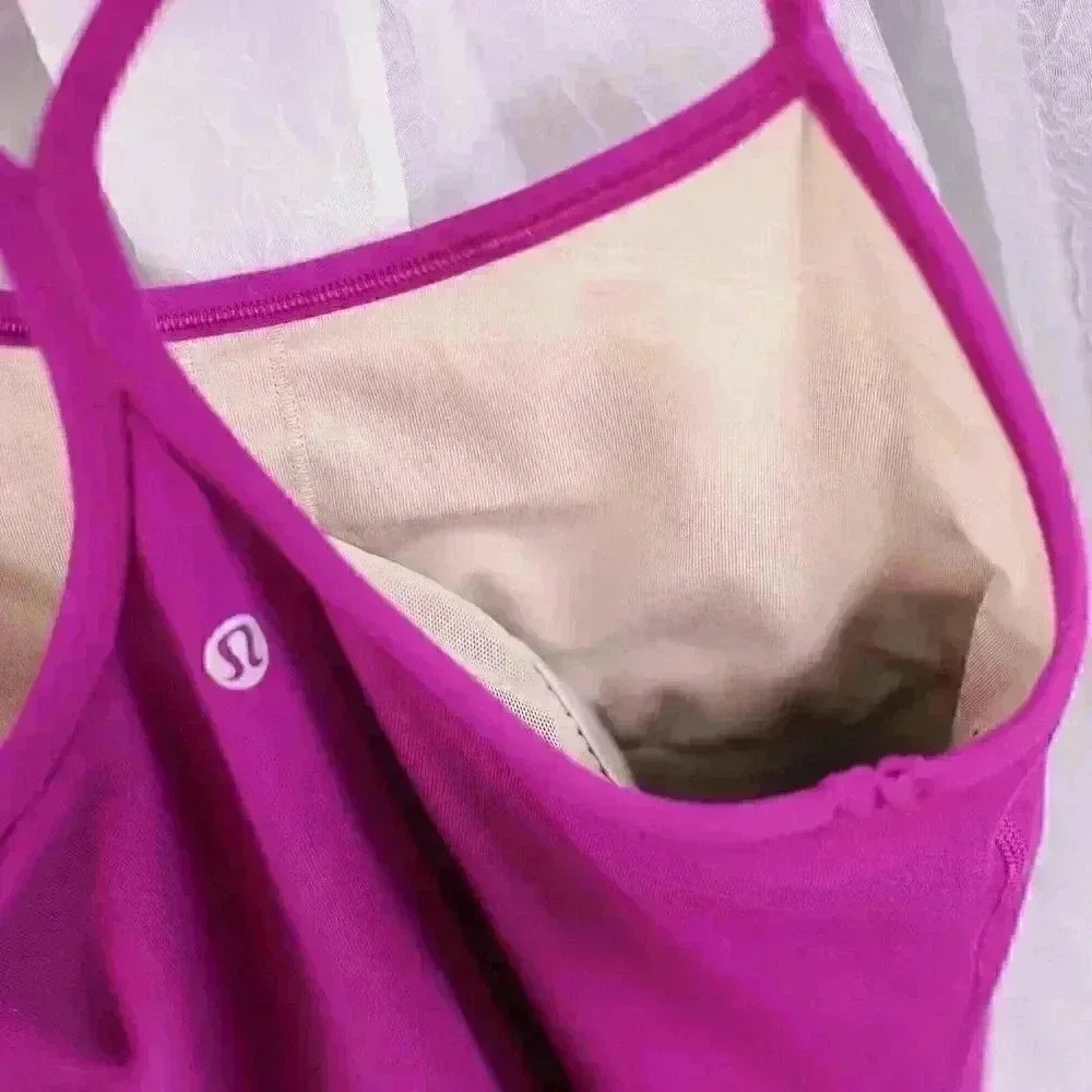 Lululemon Shirt Womens 6 Pink Workout Razorback Lined Bra Sleeveless GYM TANK - Picture 5 of 6